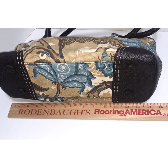 Brighton Collection China Made Floral Carpet Bag w Leather Corners & Charm - Picture 8 of 13